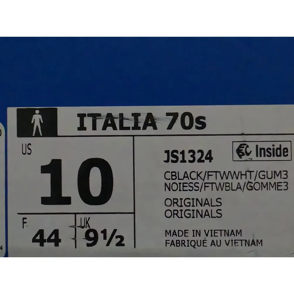 Adidas Italia 70s Men’s 10 Black White Gum – Brand New